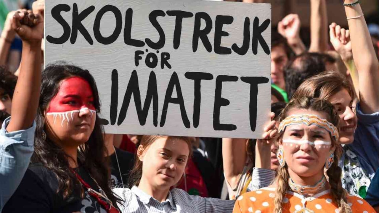 Greta Thunberg participó en la marcha en Montreal, Canadá. Foto: Getty
