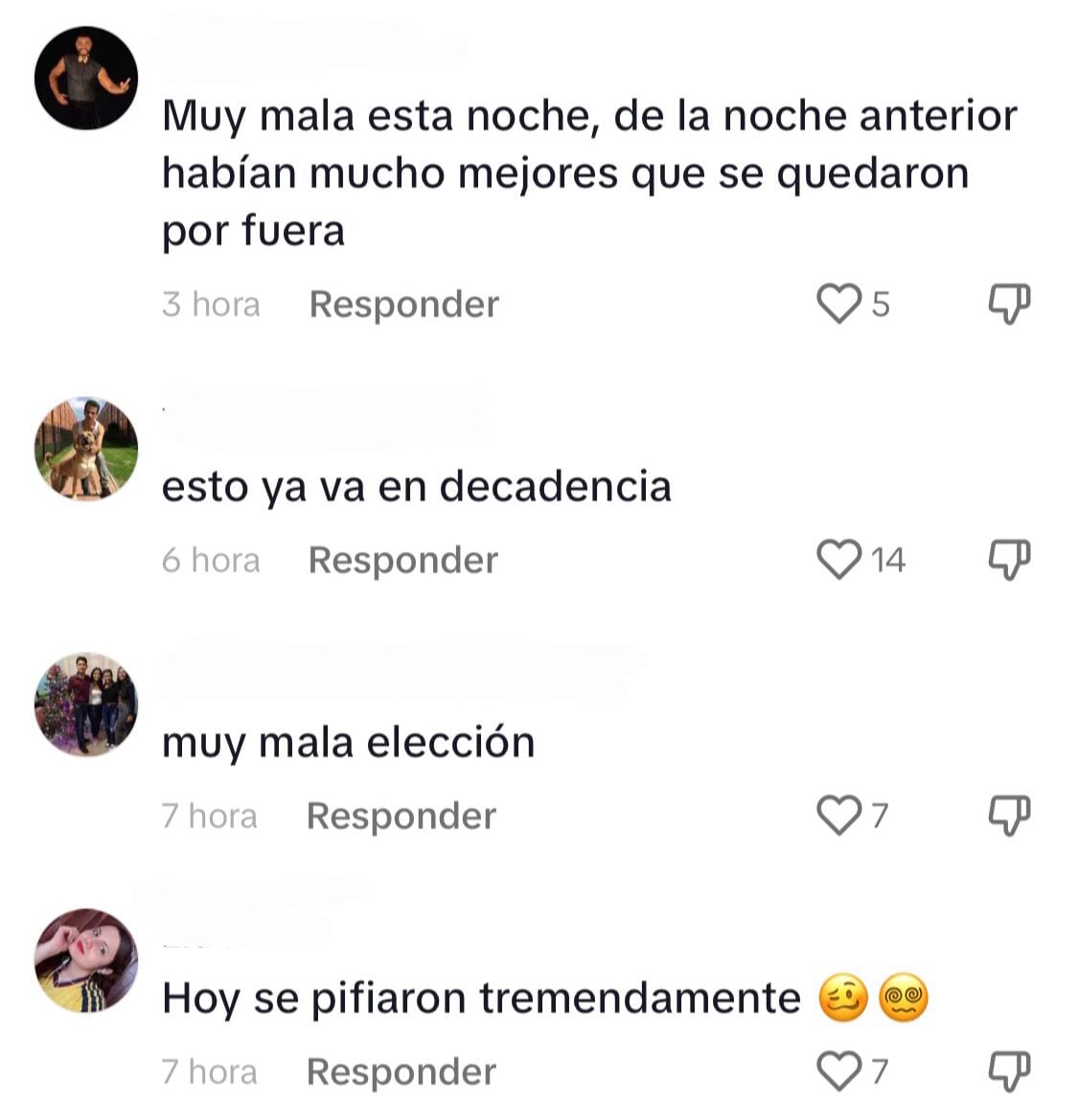 Televidentes muestran su desacuerdo con las elecciones hechas por Amparo Grisales, César Escola y Pipe Bueno.