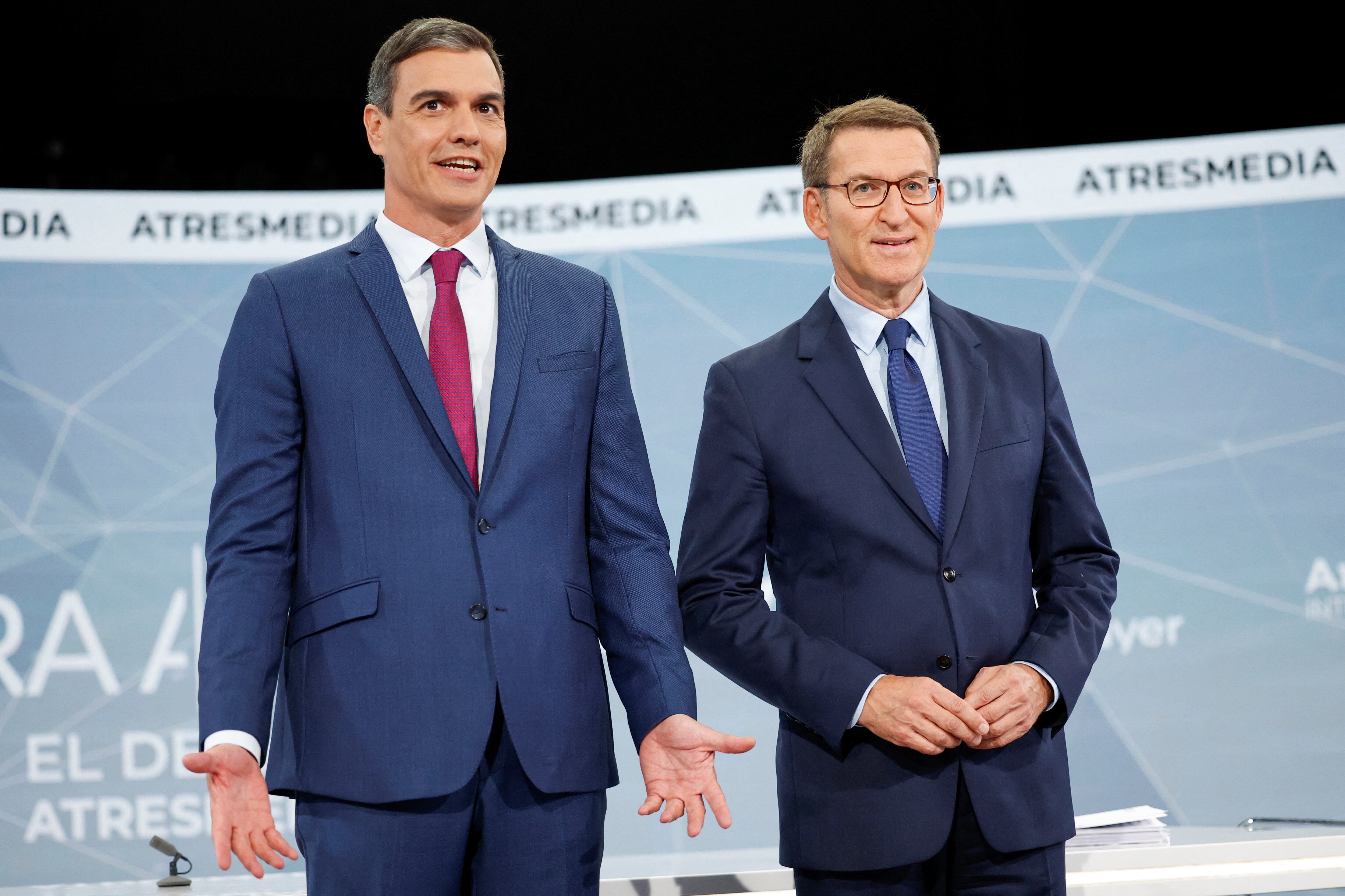 Los candidatos a la presidencia de España Pedro Sánchez y Alberto Núñez Feijóo