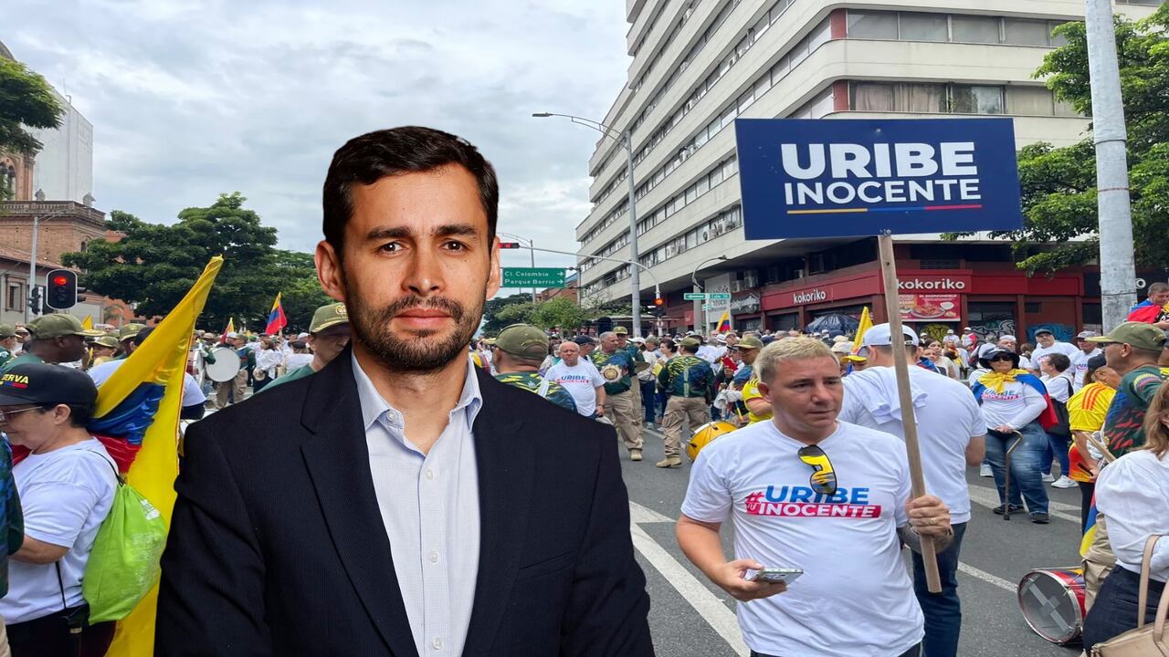 José Jaime Uscátegui en las marchas por el expresidente Uribe.