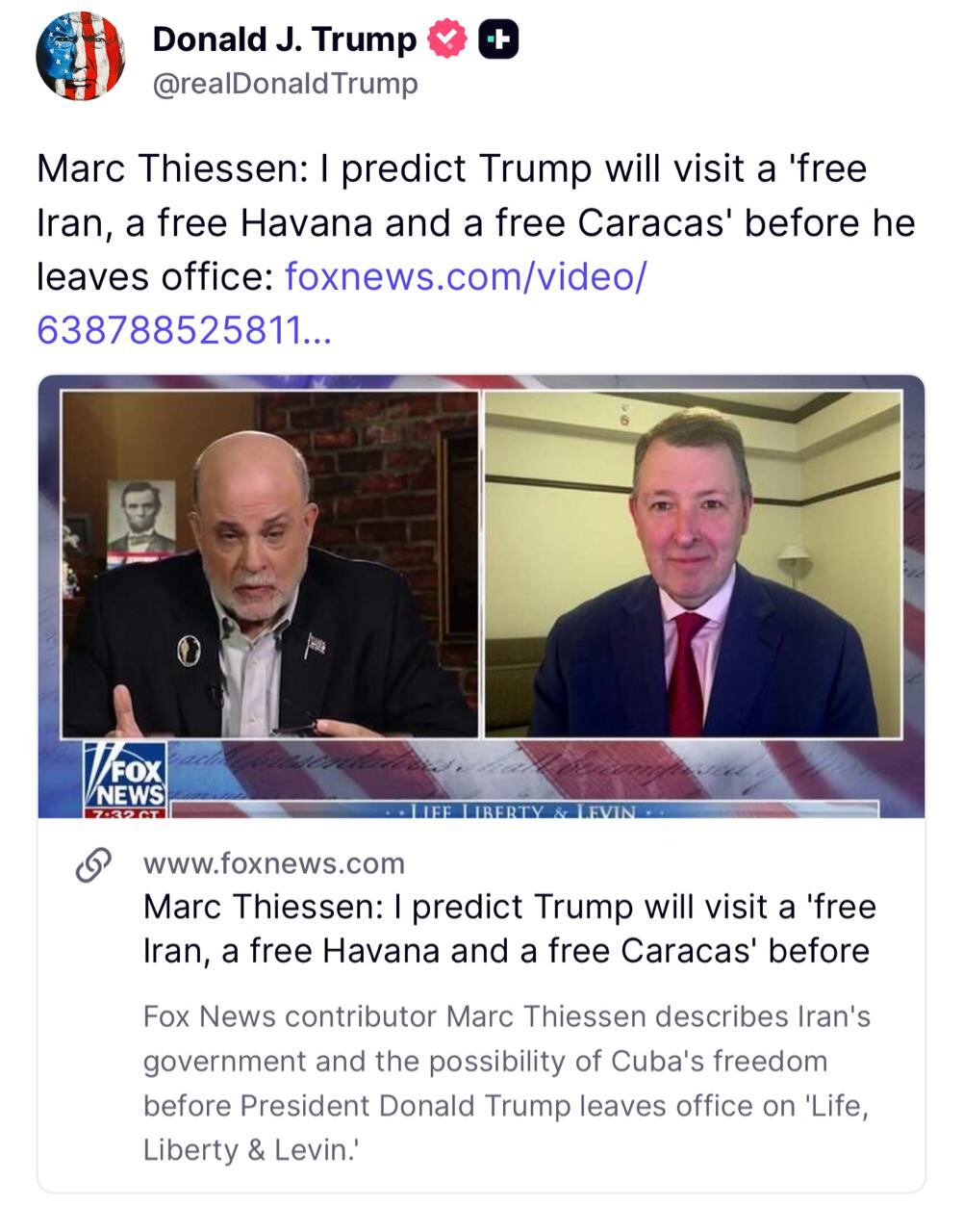 Publicación del presidente de los Estados Unidos, Donald Trump