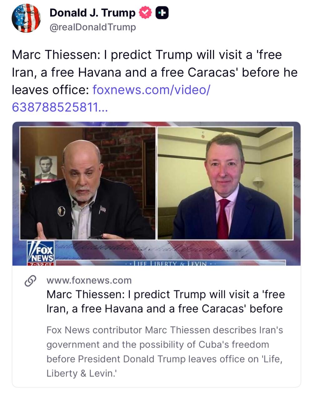 Publicación del presidente de los Estados Unidos, Donald Trump