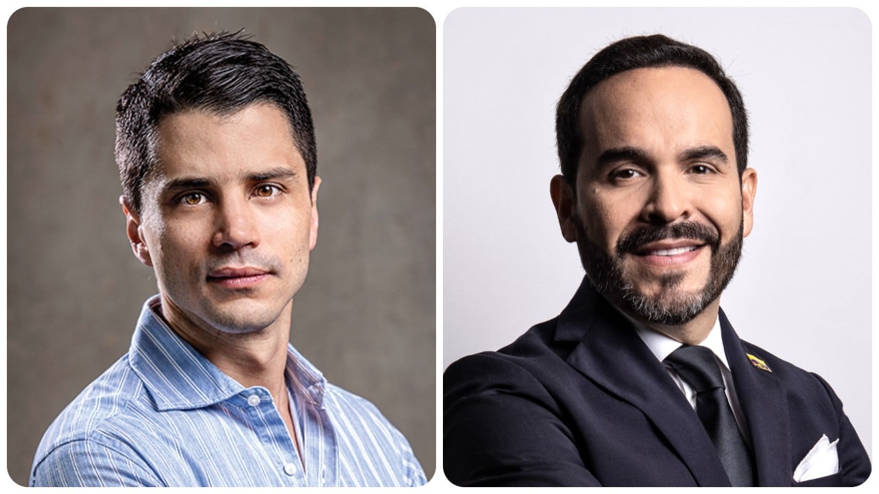 Tomás Uribe, hijo del expresidente Álvaro Uribe Vélez, y el mandatario electo, Abelardo De La Espriella.
