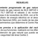 Borrador de resolución para racionamiento programado de gas