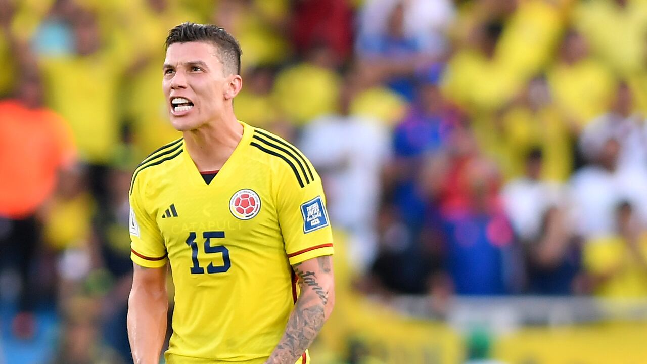 Matheus Uribe celebrando su tanto frente a Uruguay el pasado jueves 12 de octubre.