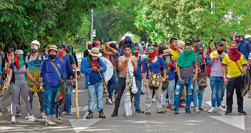 Manifestaciones de los indígenas en la ciudad de Cali durante el paro nacional.