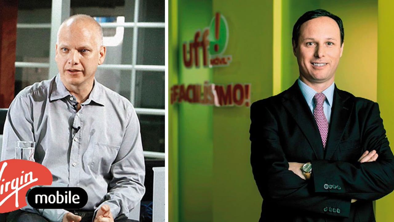 Entre Virgin Mobile,que gerencia en Colombia Juan Guillermo Vélez (izquierda), y Uff! que preside Santiago Aldana, tienen cerca de 1.800.000 clientes. Nada despreciable para un negocio que compite con titanes.