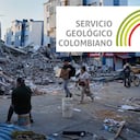 Terremoto en Colombia y logo del Servicio Geológico Colombiano (SGC).
