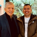 César Gaviria y Jaime Raúl Salamanca durante la reunión en Bogotá. 24 de julio de 2024.