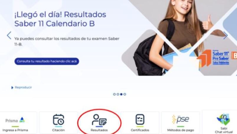 Ingreso para acceder a los resultados del Icfes.