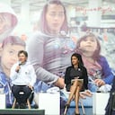 La alcaldesa Claudia López en compañía de la vicecanciller de Asuntos Multilaterales, Laura Gil; y la directora de la Usaid, Anupama Rajaraman, lanzaron la estrategia 'Intégrate'.