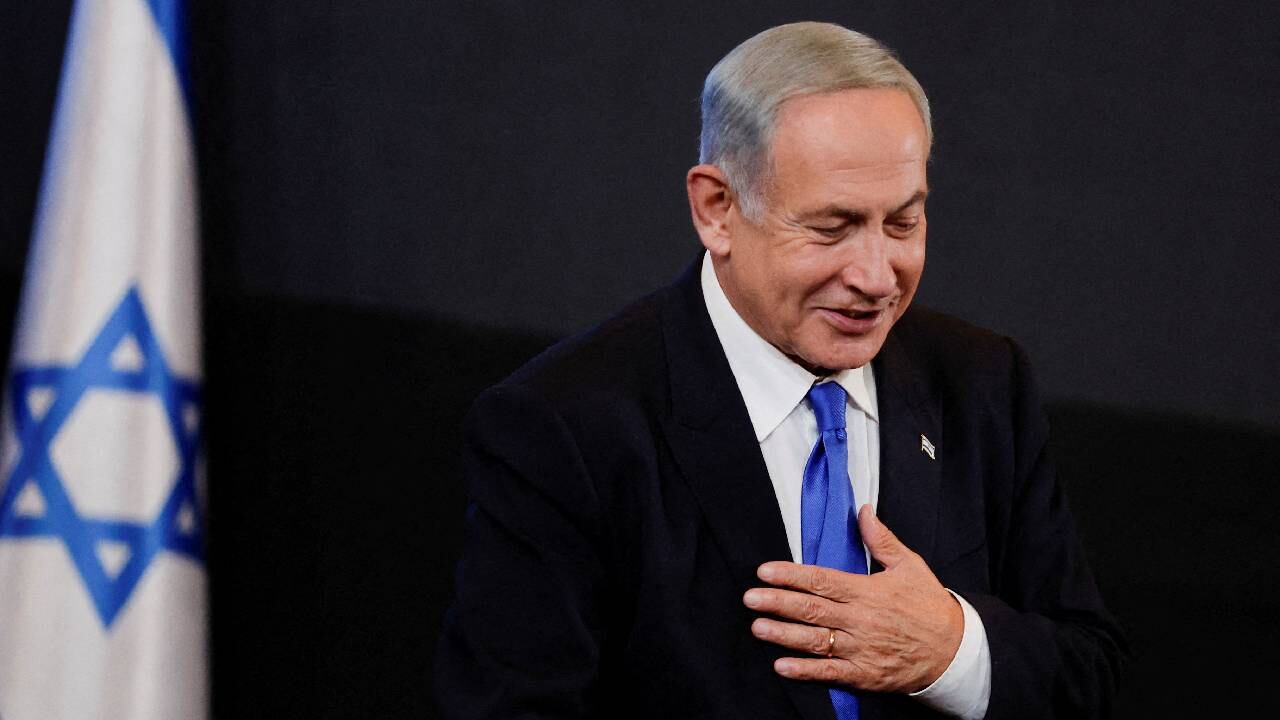 Benjamin Netanyahu durante las elecciones generales en Israel.