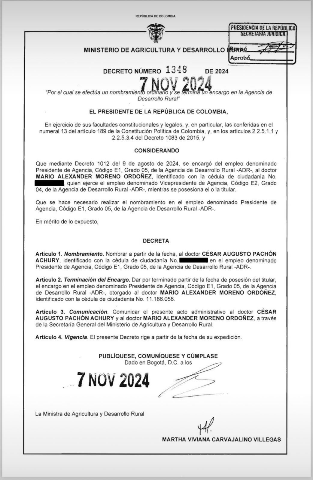 Nombramiento de César Pachón.