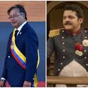 Los personajes Aureliano Buendía y Arcadio Buendía. En el centro, el presidente Gustavo Petro