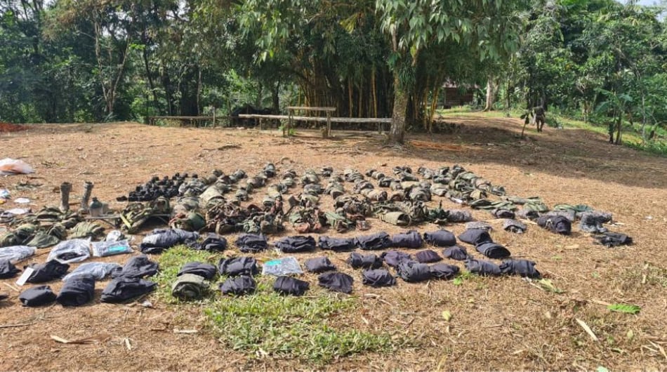 Material de guerra incautado al Clan del Golfo en Chocó.