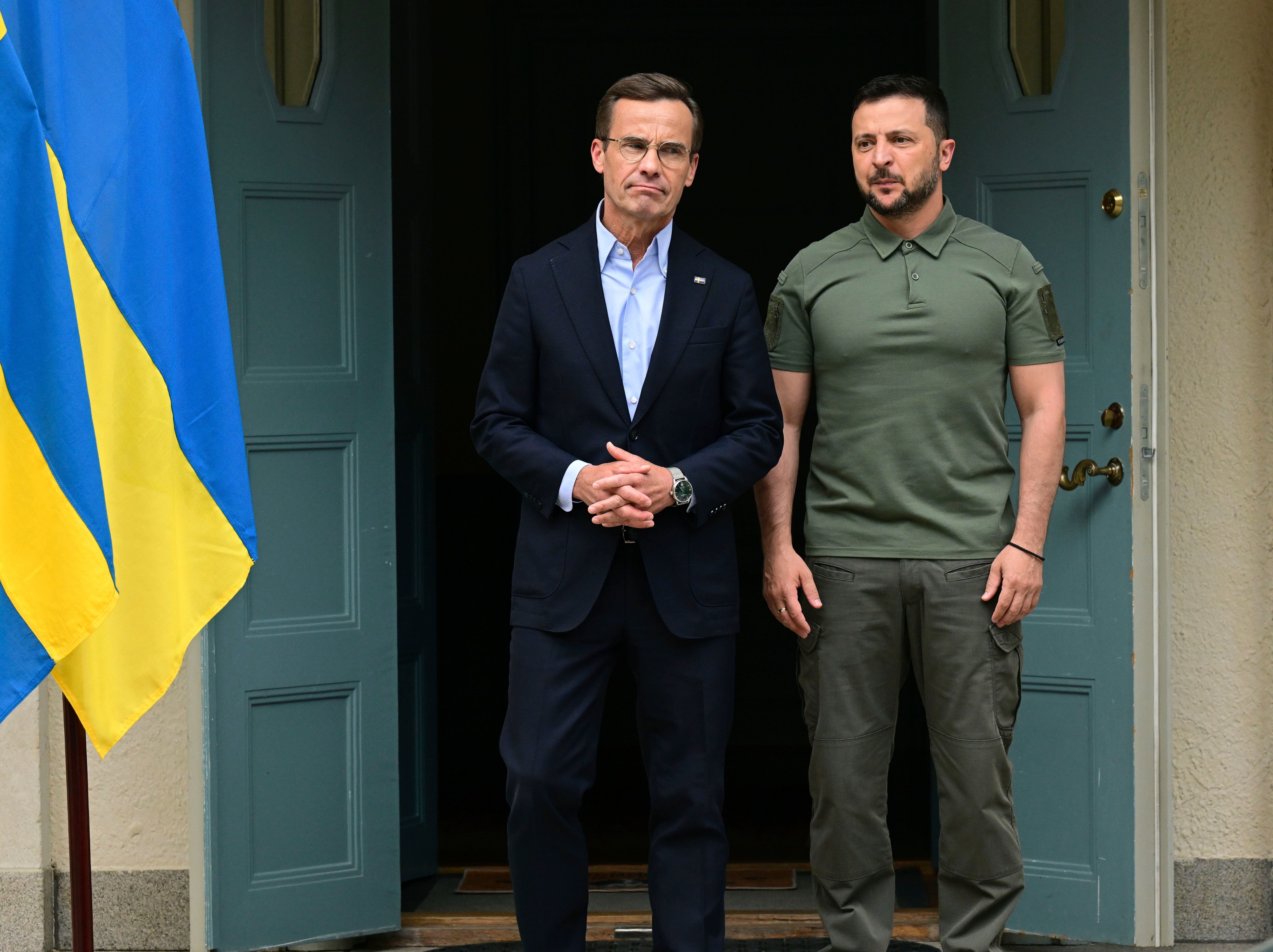 Zelenskyy visita Suecia por primera vez desde el pleno -Invasión rusa a escala de su país. (Jonas Ekstromer/Agencia de noticias TT vía AP)
