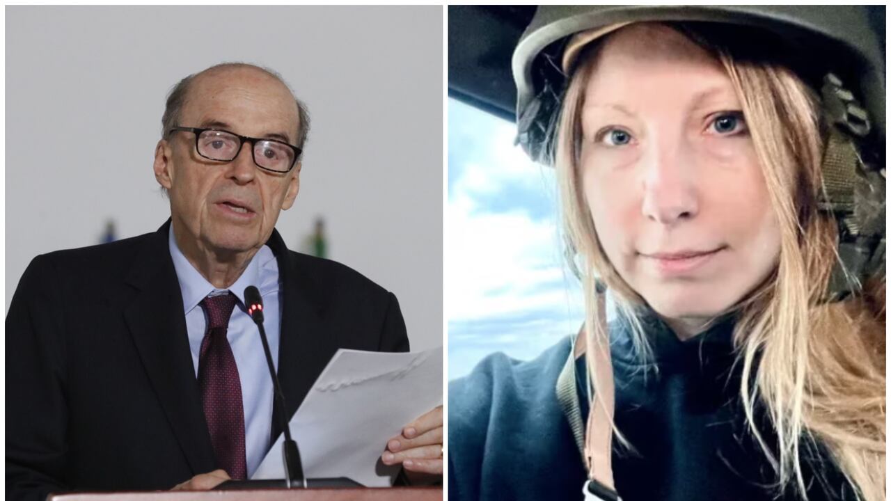 El canciller Álvaro Leyva y la escritora Victoria Amelina.