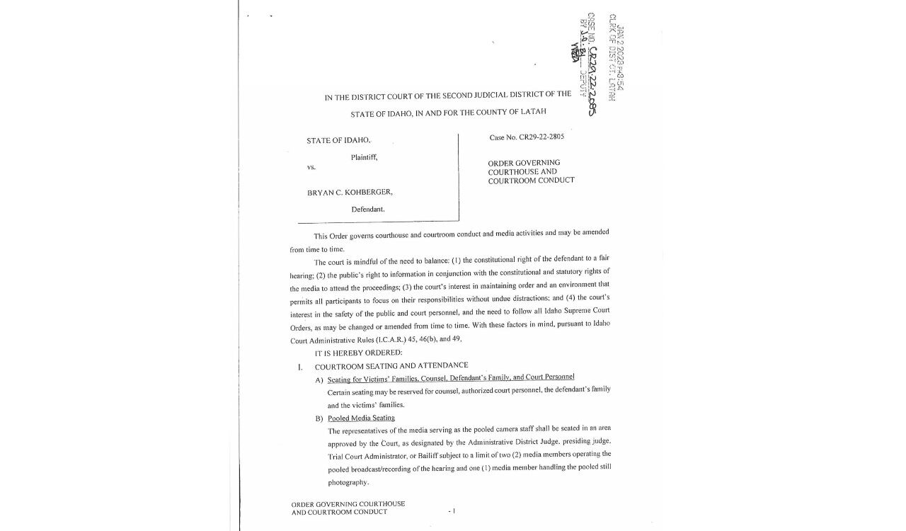 Esta es la orden que publicó la policía de la población de Moscow donde informó que no se darán más detalles públicos a la ciudadanía y a los medios de comunicación sobre el caso de Bryan Kohberger