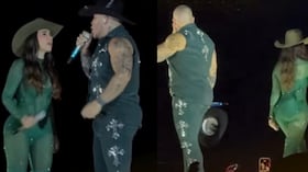 Jessi Uribe y Paola Jara en pleno concierto.