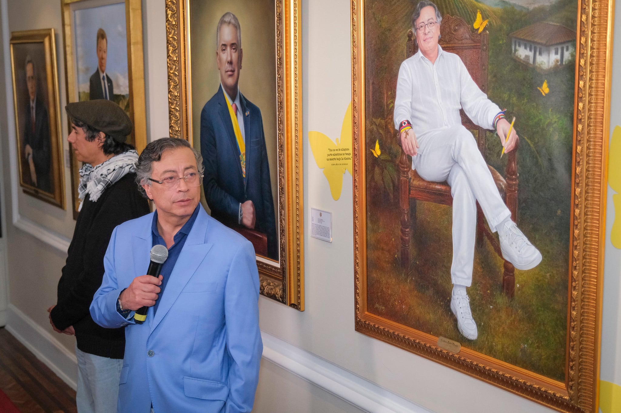 El presidente, Gustavo Petro, el 3 de agosto de 2026 en la Casa de Nariño, en Bogotá, durante la develación del retrato de sí que allí quedará