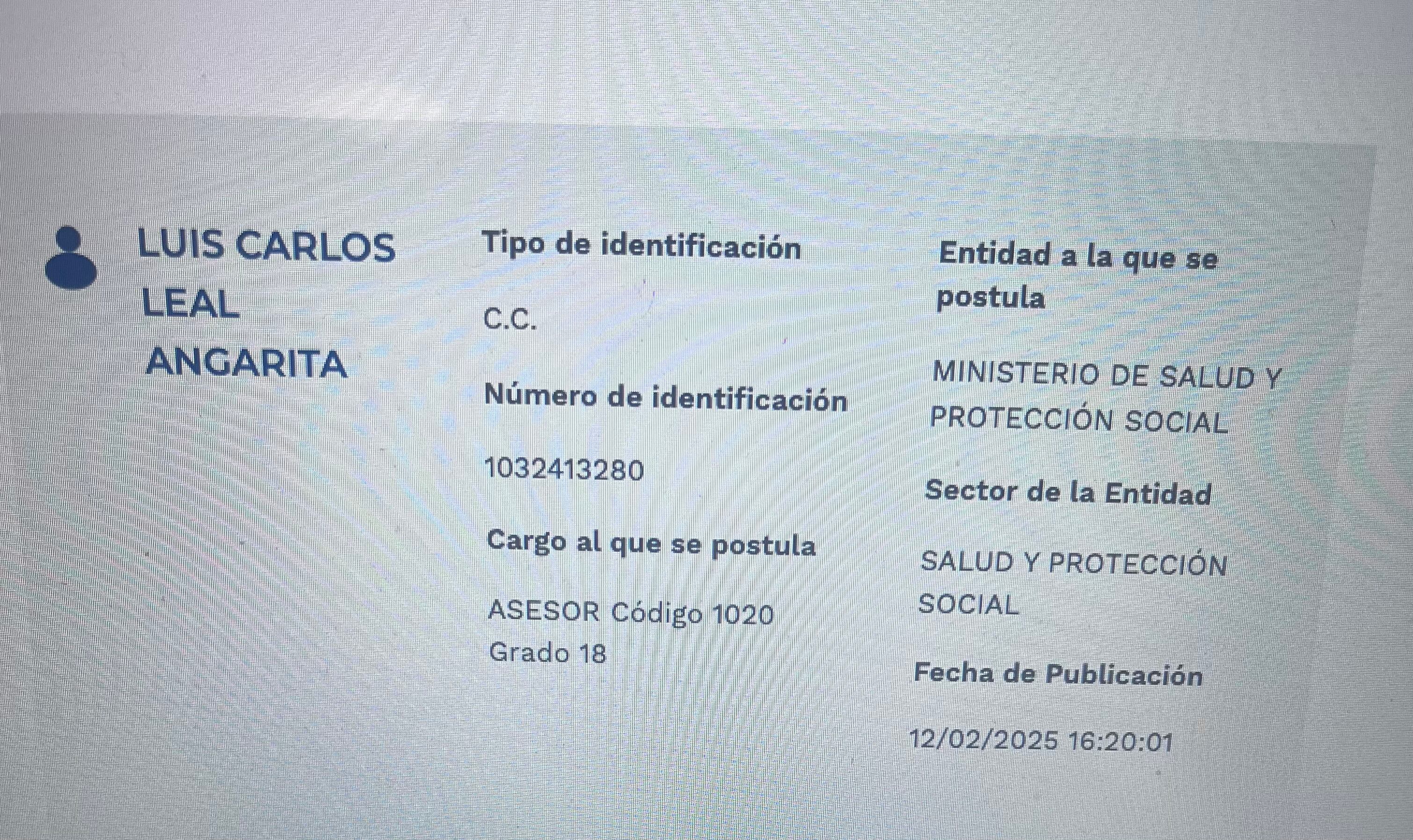 Hoja de vida de Luis Carlos Leal