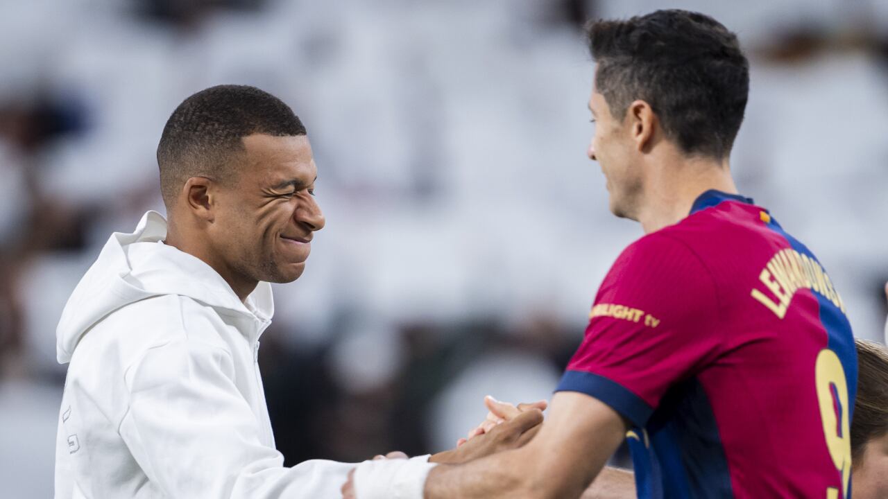Kylian Mbappé y Robert Lewandowski, figuras del choque entre Real Madrid y Barcelona
