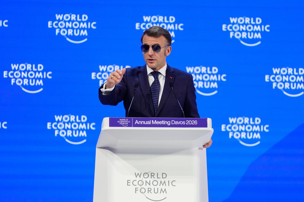 Emmanuel Macron, habla durante la Reunión Anual del Foro Económico Mundial en Davos