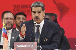 CARACAS, VENEZUELA - DECEMBER 14: Venezuelan President Nicolas Maduro speaks during a meeting of leaders of the member states of the Bolivarian Alliance for the Peoples of Our America and the Promotion and Trade Treaty (ALBA-TCP), in Caracas, Venezuela, December 14, 2024. Pedro Rances Mattey / Anadolu (Photo by Pedro Rances Mattey / ANADOLU / Anadolu via AFP)