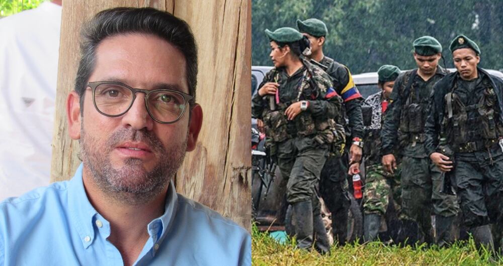 De izquierda a derecha: el gobernador del Meta, Juan Guillermo Zuluaga y disidencias de las Farc.