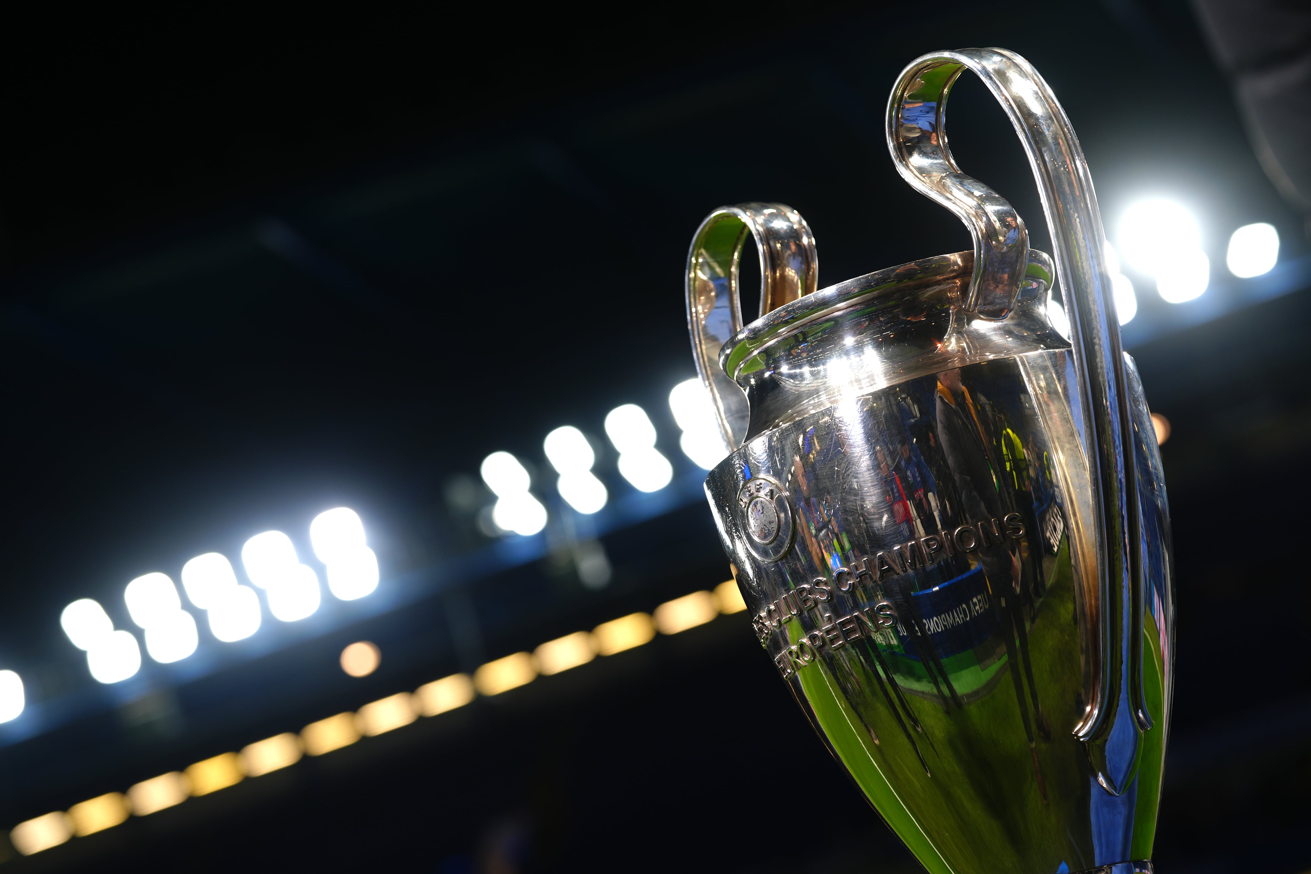 A general view of the UEFA Champions League trophy ahead of the UEFA Champions League, league phase match at Stamford Bridge, London. Picture date: Tuesday November 25, 2025. (Photo by Bradley Collyer/PA Images via Getty Images)