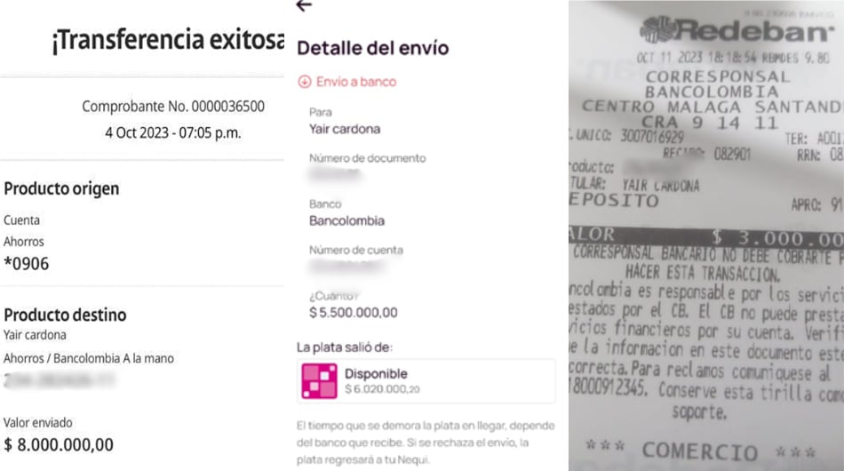 Consignaciones de presunta estafa en Medellín.