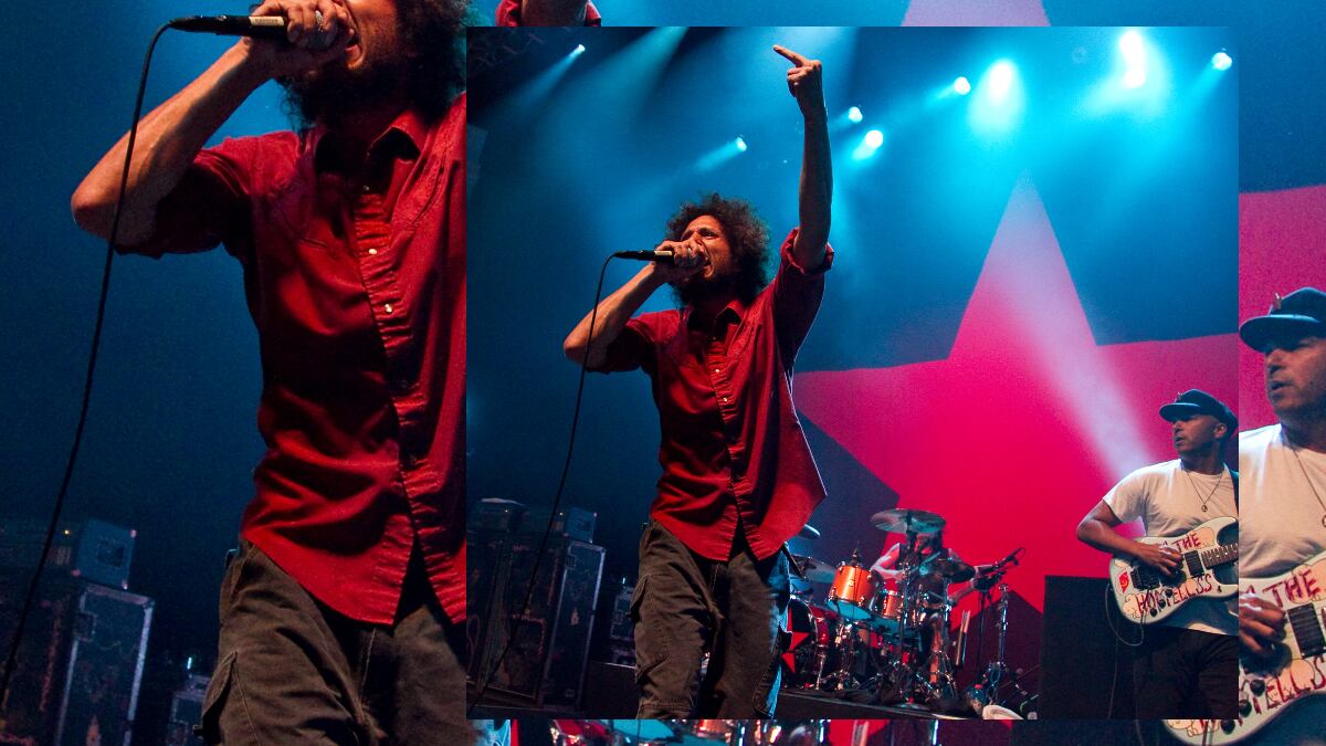 Zack de la Rocha y Tom Morello de Rage Against The Machine en el Hollywood Palladium, el 23 de julio de 2010. Foto: Noel Vasquez/Getty Images