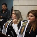 Senadoras Nadia Blel y Liliana Bitar en la discusión del proyecto de ley que pone en funcionamiento el registro de abusadores sexuales.