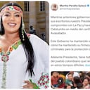 Martha Peralta y el mensaje de X