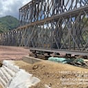 Se están instalando los geocontenedores del segundo puente.