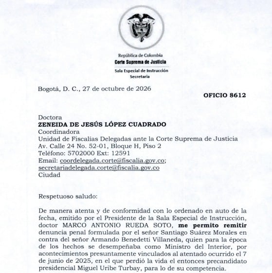 La Corte Suprema dejó en manos de la Fiscalía Delegada ante la Corte la decisión de iniciar investigación.