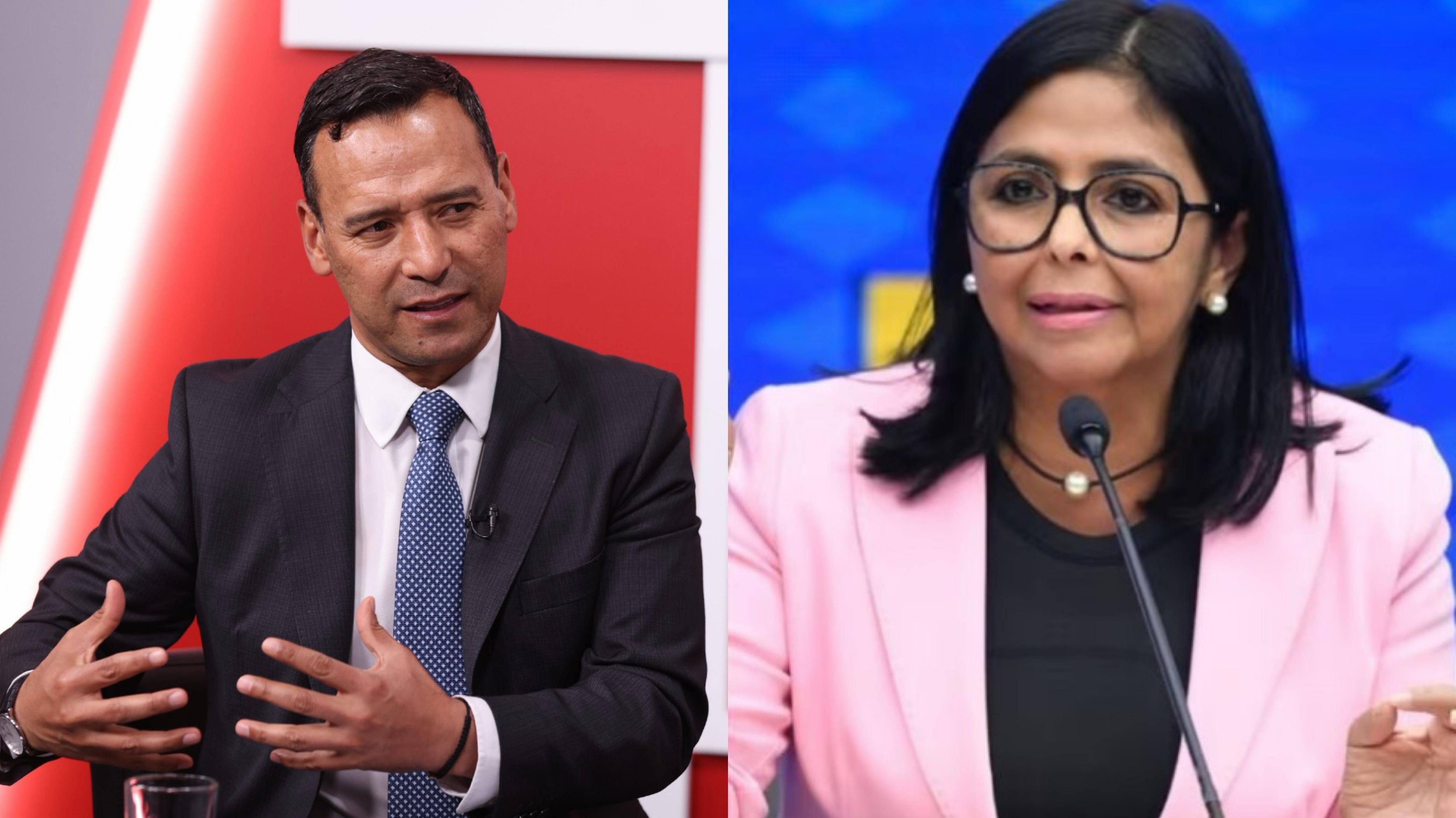 Ministro de Defensa, Pedro Sánchez y Delcy Rodríguez, presidenta (e) de Venezuela.