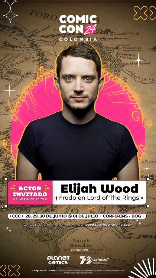 Elijah Wood estará en Comic Con Colombia 2024.