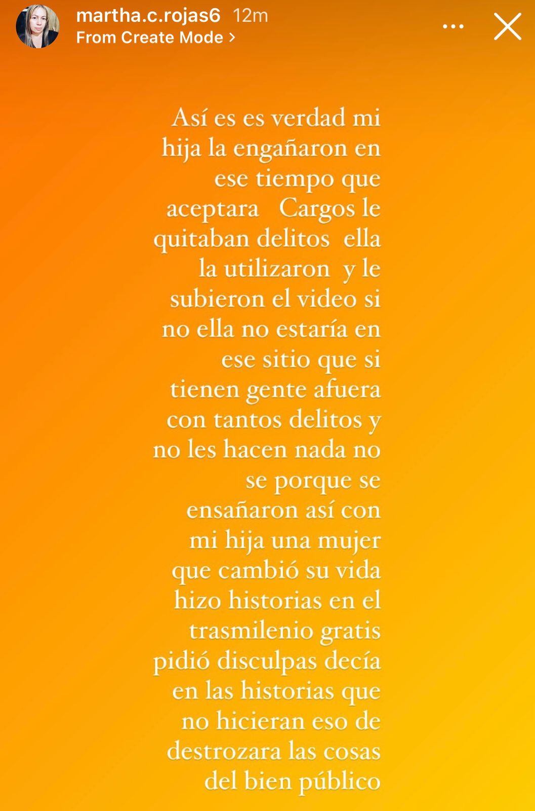 Martha Rojas compartió emotivo mensaje en su cuenta de Instagram.