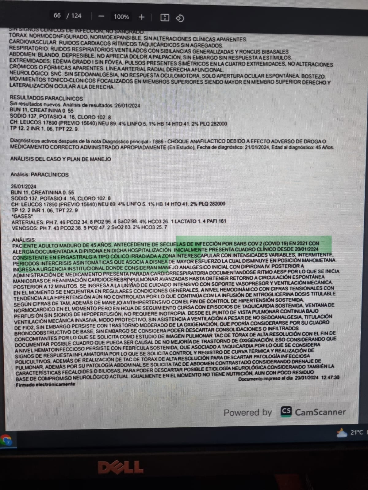 Historia clínica Alexánder Orjuela