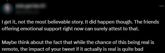Luego de pedir ocultar los nombres, el usuario mencionó que la historia es real.