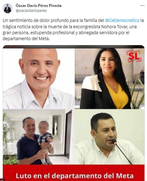 Tweet de Óscar Darío Pérez Pineda