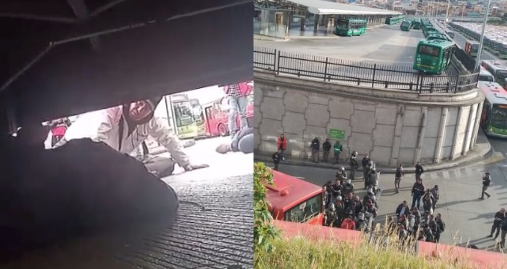 La protesta de los conductores en el Portal de TransMilenio del 20 de Julio .