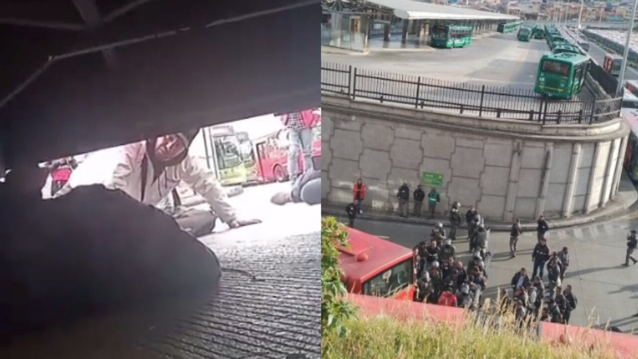 La protesta de los conductores en el Portal de TransMilenio del 20 de Julio .