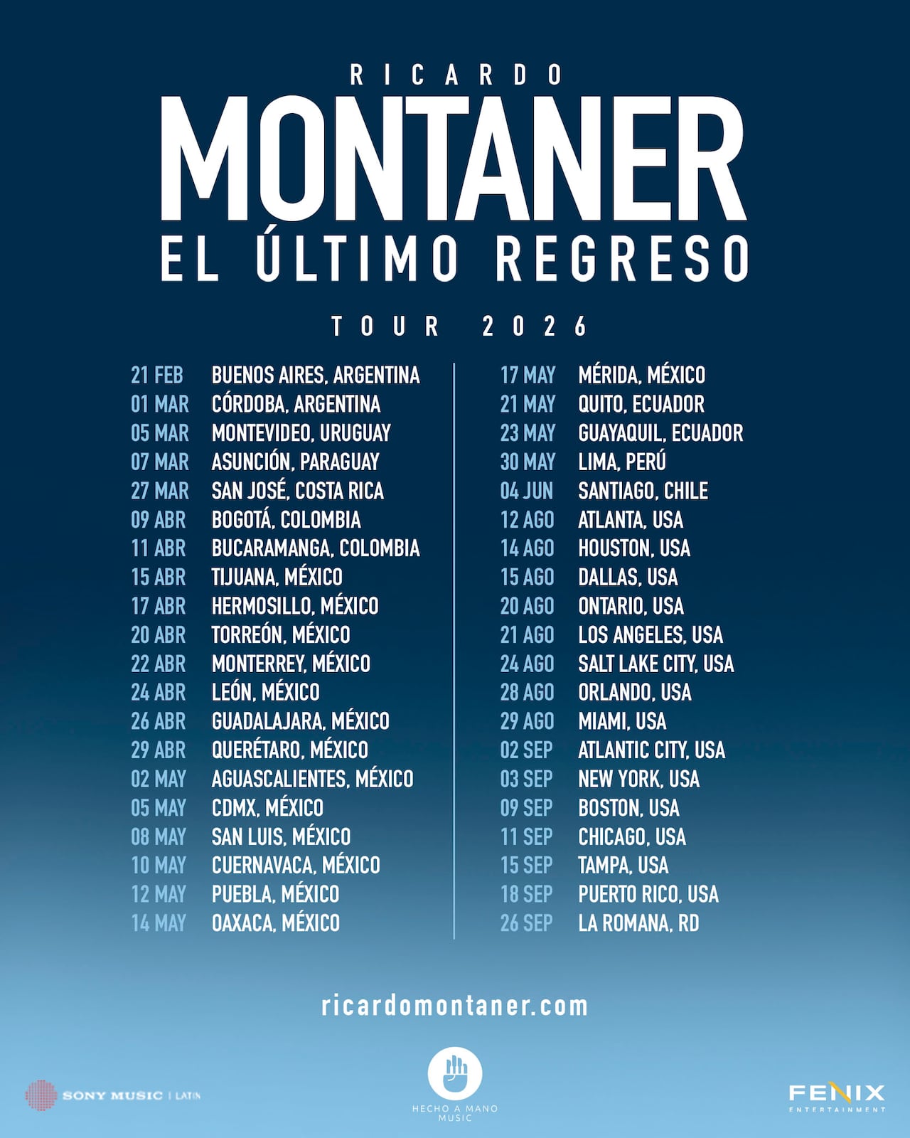 Ricardo Montaner regresa a los escenarios y se presentará en Bogotá en 2026