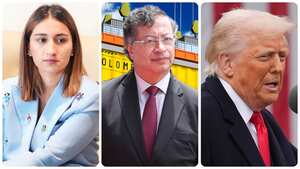 Laura Sarabia, Gustavo Petro y Donald Trump.