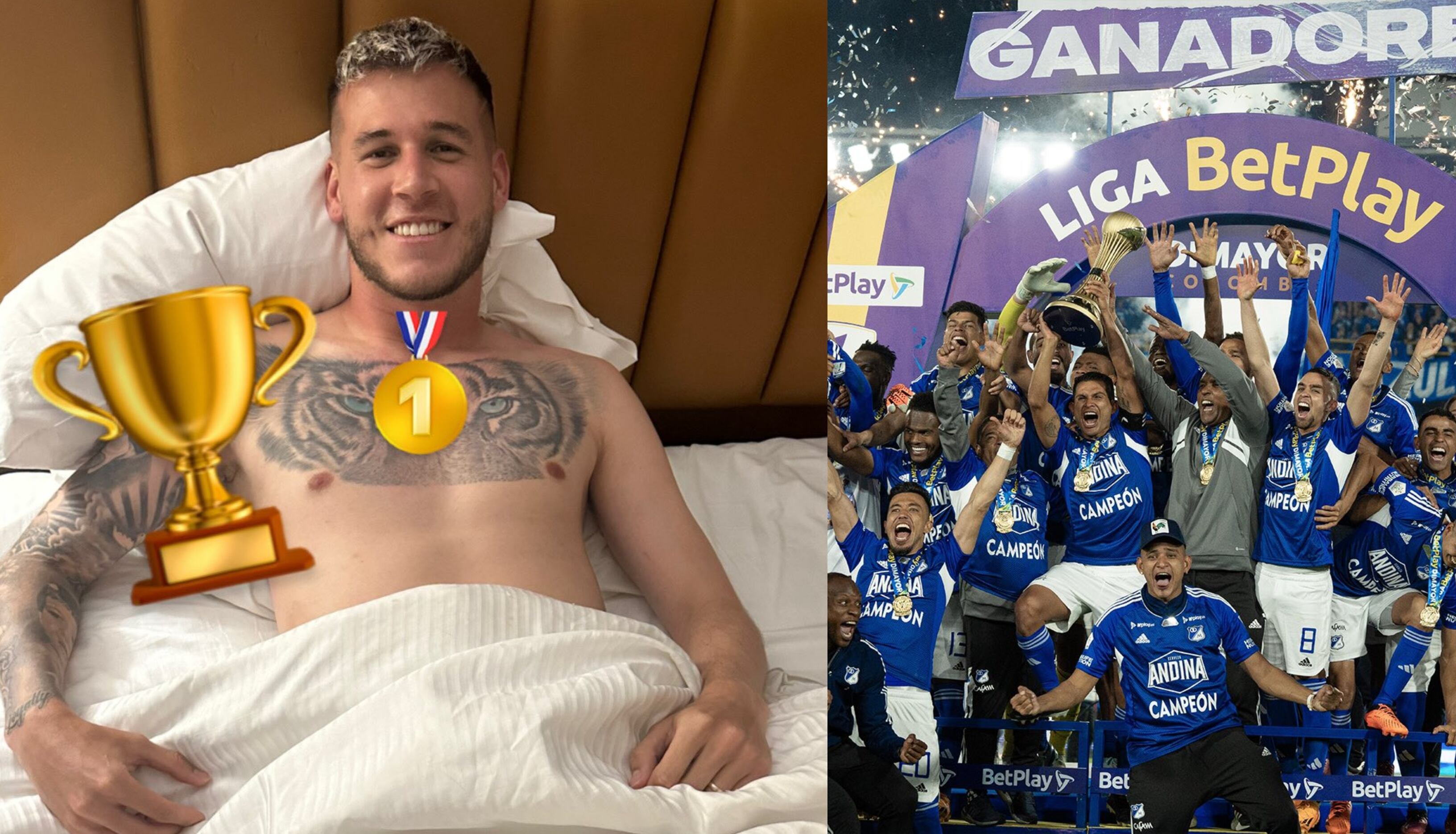 Juan Pablo Vargas no se quedó por fuera de la fiesta y también celebró el título de Millonarios.