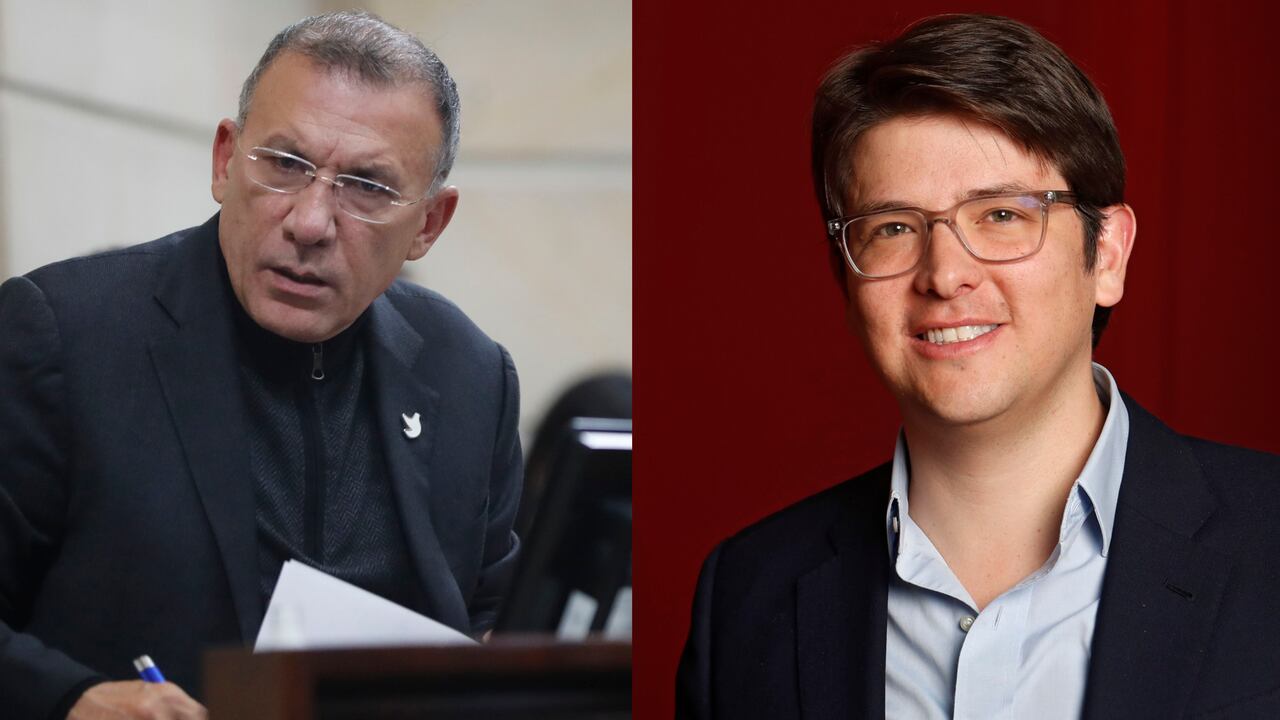 El presidente del Congreso, Roy Barreras, y el senador Miguel Uribe Turbay.