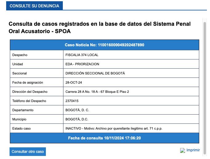 Archivo de la denuncia contra Vicky Dávila