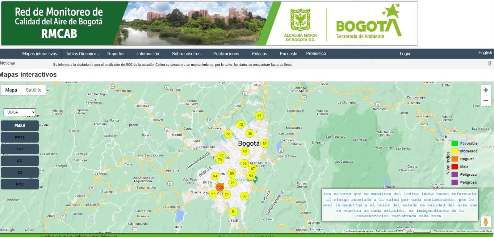 Calidad del aire en Bogotá.